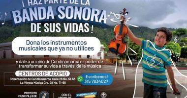 Cundinamarca se une a la campaña “Haz parte de la banda sonora de sus vidas”, que busca la donación de instrumentos musicales a niños.