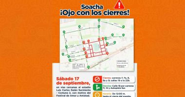 Cierres viales para el concierto de Amor y Amistad en Soacha