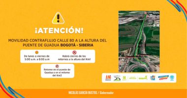 Contraflujo en la calle 80 en tramo Siberia - Bogotá