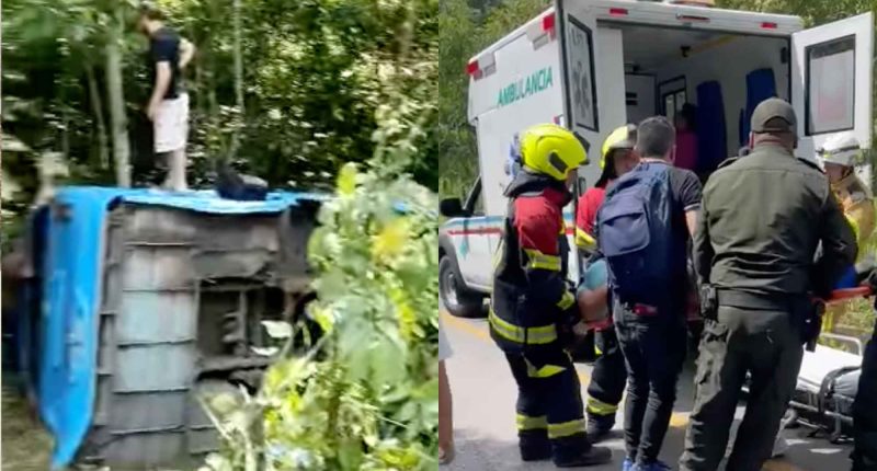Autobus de la Cooptranstequendama sufre accidente en vía El Colegio - Viotá, sector de Calichana