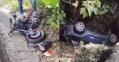 Accidente entre un vehículo y una motocicleta en la vía Villeta-Guaduas