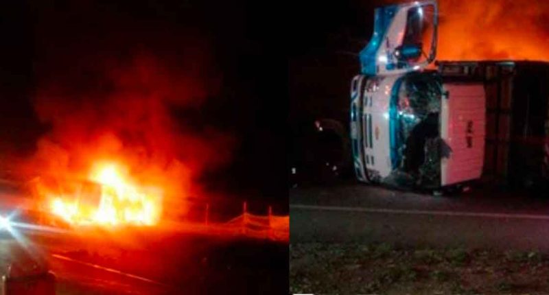 Control de incendio post choque múltiple en Vía Bogotá-Girardot