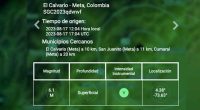 Temblor de 5.7 sacude Colombia con epicentro en El Calvario, Meta