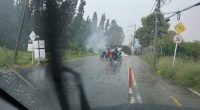 Vía Guaymaral en Chía obstruida por caída de árboles