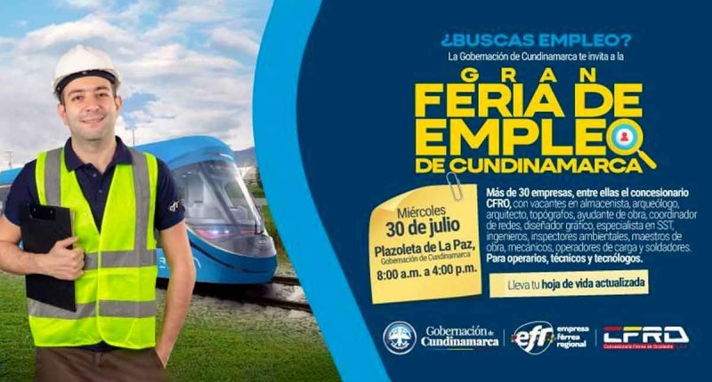 Más de 30 empresas participarán en la Feria de Empleo de la Gobernación de Cundinamarca este 30 de julio