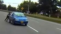 Imprudencia en la vía Bogotá–Girardot: empujaban carro en contravía en zona de alta velocidad