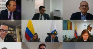 Pantallazo de la audiencia virtual de la sala de primera instancia de la Corte Suprema de Justicia de Colombia