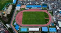 Vista de la nueva pista atlética y graderías del Estadio Municipal de Zipaquirá tras su renovación.