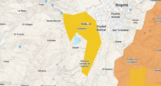 Mapa de prevención y gestión del riesgo en Soacha ante amenaza de deslizamientos por lluvias.