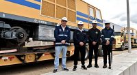 Locomotoras y bateadora férrea en el patio taller de Facatativá para la construcción del RegioTram de Occidente.