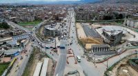 Obras de construcción de las fases II y III de TransMilenio en Soacha sobre la Autopista Sur.
