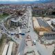 Obras de construcción de las fases II y III de TransMilenio en Soacha sobre la Autopista Sur.
