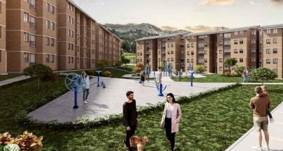 Render del proyecto habitacional de interés prioritario para mejorar el acceso a la vivienda en Cundinamarca.