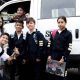 Estudiantes cundinamarqueses beneficiarios del programa de transporte escolar departamental.