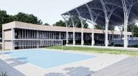 Render o imagen de obra en construcción de las nuevas aulas de la IED Venecia, Cundinamarca.