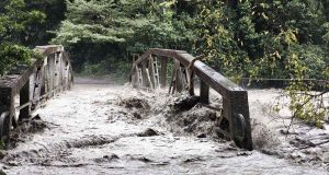 Acumulación de sedimentos y crecientes en el sector del Puente Ocal durante la atención de emergencia por lluvias en Guayabetal.