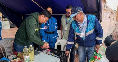 Plazoleta de La Paz de la Gobernación de Cundinamarca dispuesta como punto de acopio para ayudas humanitarias tras el sismo.